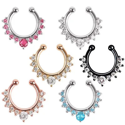 2025 Hot Selling Shiny Inlaid Rhinestone Stainless Steel Nose Ring for Women