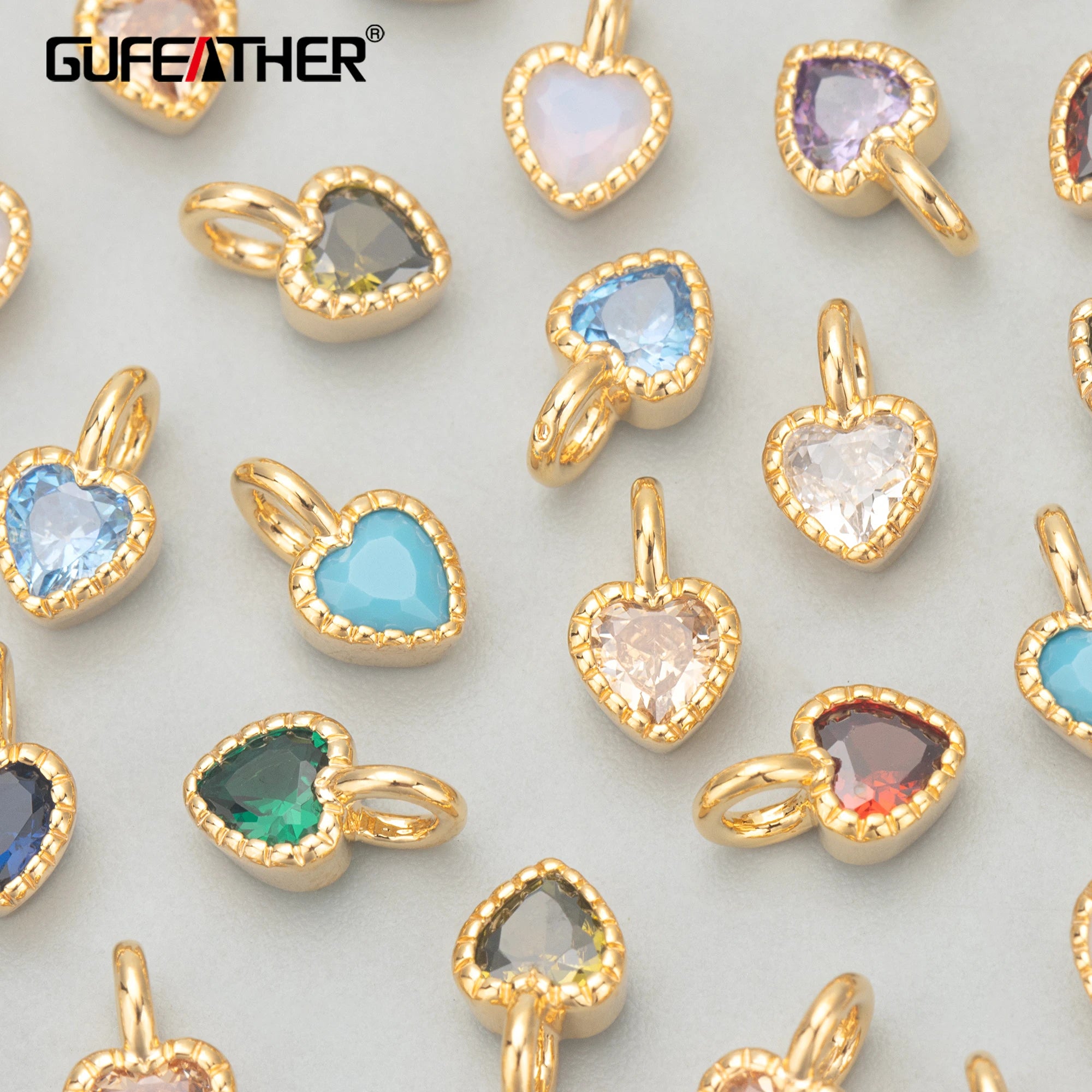 MD25 High Quality Jewelry Accessories 18k Gold Rhodium Plated Copper Zircons Lucky Stone of the Month DIY Pendants 6pcs/Lot