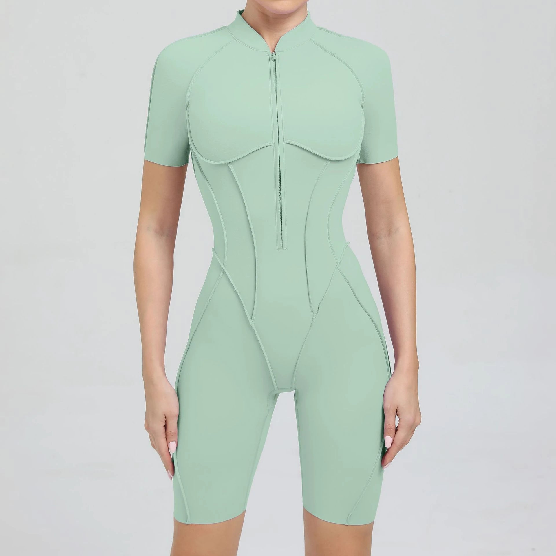 Zipper Hollowed-out Back Exercise Tight-fitting Quick-drying Sports Jumpsuit One Gym Fitness Jumpsuit Women's Yoga Jumpsuit