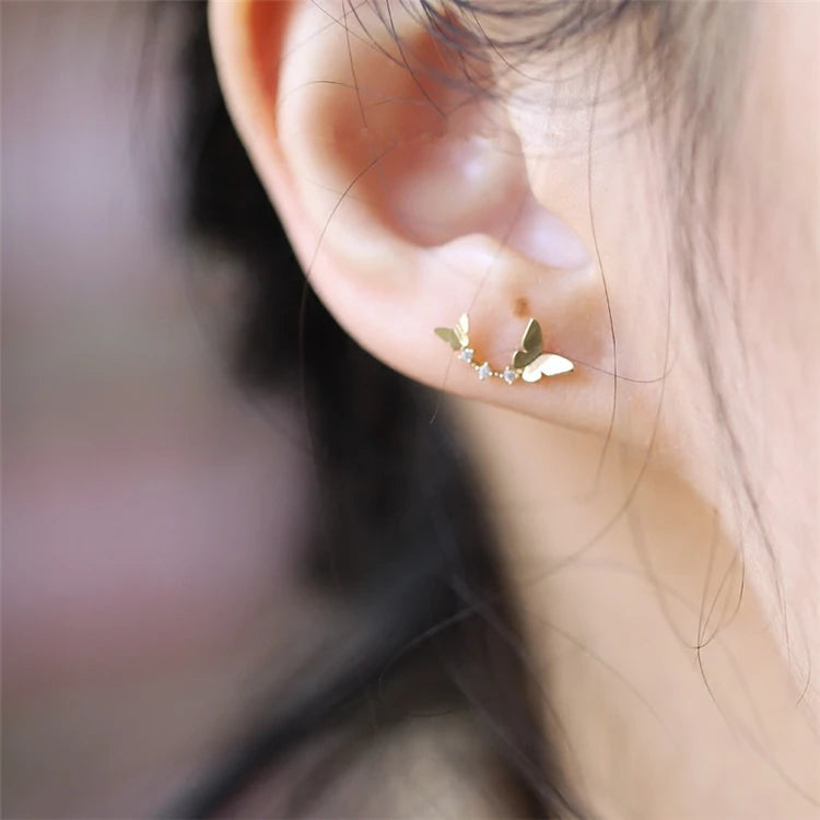 Customized Unique Design Minimalist Korean Style butterfly Stud Earrings