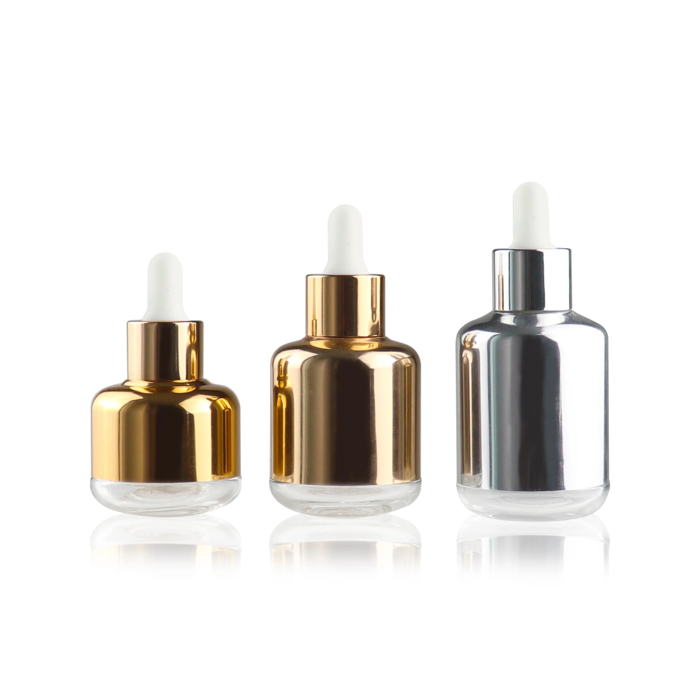 20ml 30ml 40ml 50ml 60ml Clear Luxury Golden Shoulder Essential Oil Dropper Bottle with Dropper Cap
