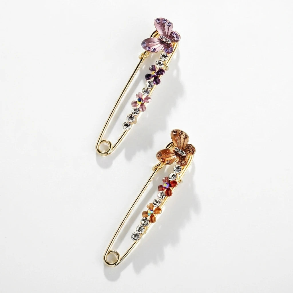 Jacho Newest Rhinestone Brooch Women Jewelry Fashion Crystal Banquet Pin Safety Lapel and Pins Butterfly Safety Brooch Pin