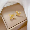 76 Design Real 18k Gold Plated Bling Cubic Zirconia Flower Heart Clover Earrings Butterfly Bow Knot Stud Earrings for Women