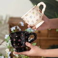 M New Product Original Advanced Design Retro Small Fragmented Flowers Handheld Ceramic Water Coffee Cup Mark Gift Cup
