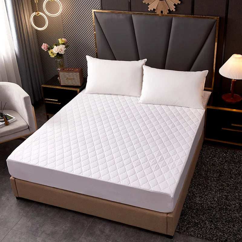 Breathable Quilted Waterproof Mattress Protector Extra Deep Skirt Fitted Sheet Style Bed Cover Hypoallergenic Dust Mite Proof