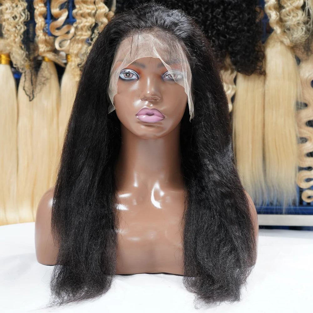 Yaki Straight Brazilian Remy Hair Virgin Transparent HD for for Wig Natural Color Double Drawn Long Wigs
