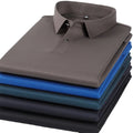 RNSHANGER New Men's Business Casual Long Sleeve Solid Color Polo Shirt Fashionable Warm Comfortable Four Seasons Versatile Polo