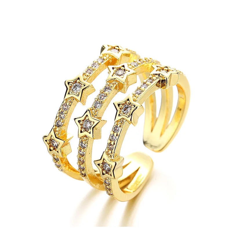 KDC2261 Wholesale Fashion Brass Copper Zircon Star Ring Women Ring