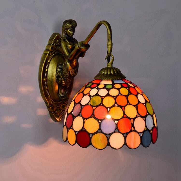 Bohemian Style Antique Colorful Mermaid Outdoor Wall Lamp Lights Tiffany for Home bar Bedroom Decoration Vintage Wall Lamp