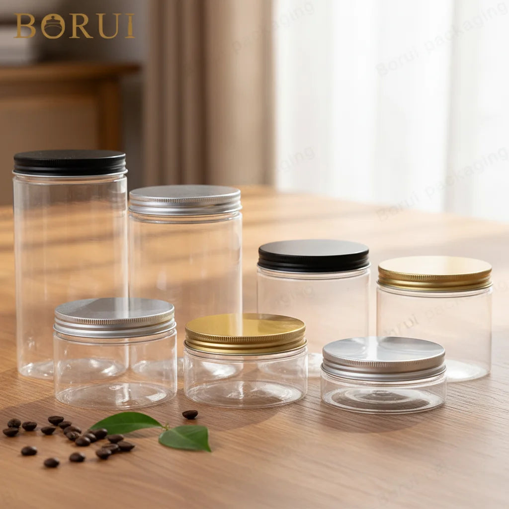 BORUI 100ml Safe Food Grade Plastic Peanut Butter Spice Condiments Container Set 50ml Capacity Screw Cap Snack Salad Cookie