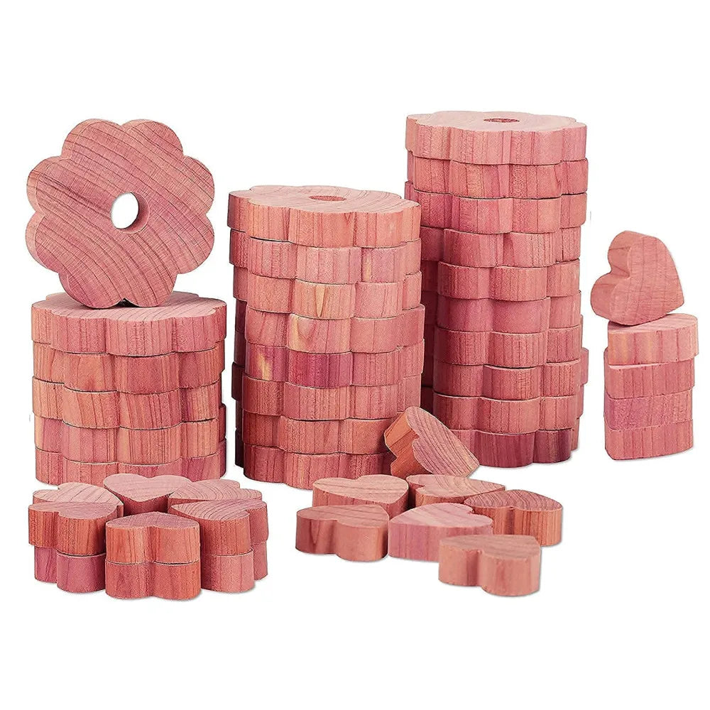 Closet Freshener Mothball Flower Shape Red Canada Cedar Loves Ring Blocks Cedar Wood Rings for Hangers Clothes Storage
