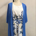 M-5XL Spring and Autumn Fashion Elegant Lace Chiffon Dress Two Piece Set