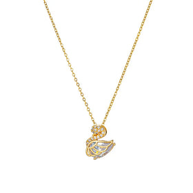 Wholesale Stainless Steel Korean Women Light Luxury Dianty 18k Gold Zircon Diamond Little Swan Necklace