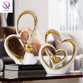 Light Luxury Heart-to-heart Couple Ornaments Creative Love-shaped Ceramic Crafts Home Living Room Bedroom Decoration