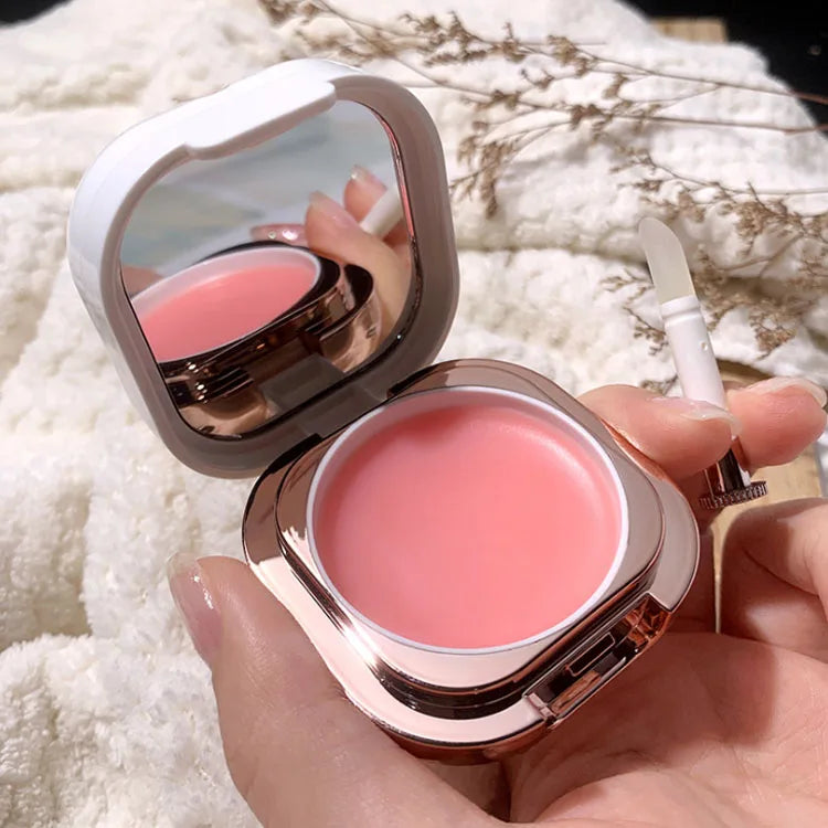 Cute Round Waterproof Package Pink Lip Balm Cherry Blossom Moisturizing Lip Mask
