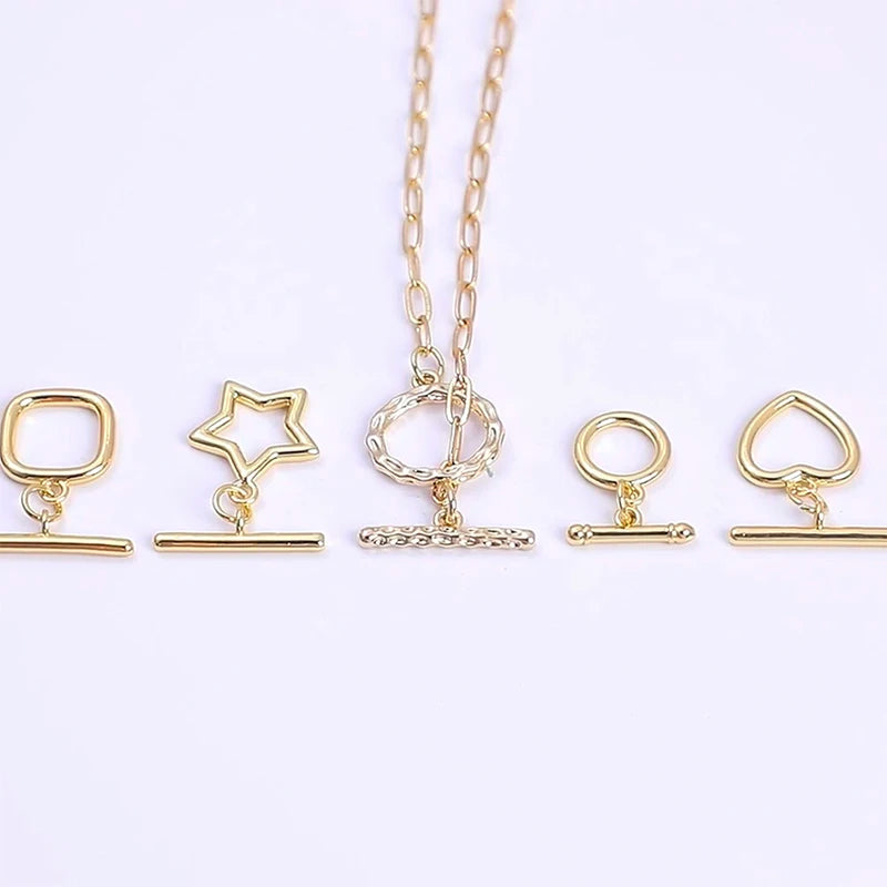 OT Shaped Clasp for Chain Bracelet Brass 18K Plated Gold Lovers Smooth Necklace Jewelry Making Supplier Wholesale Toggle Clasp