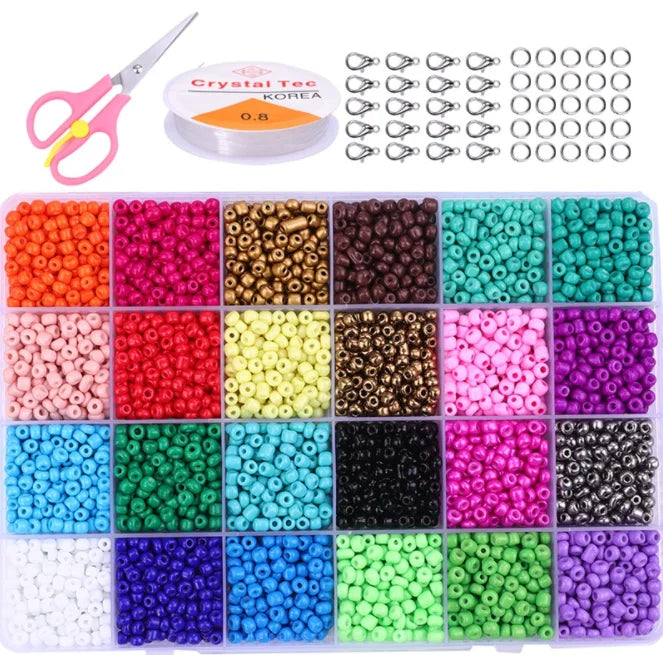 Wholesale 4000pcs 4mm Black Glass Seed and Alphabet Letter Beads for DIY Jewelry Bracelets Acrylic & Plastic Material 6mm Size