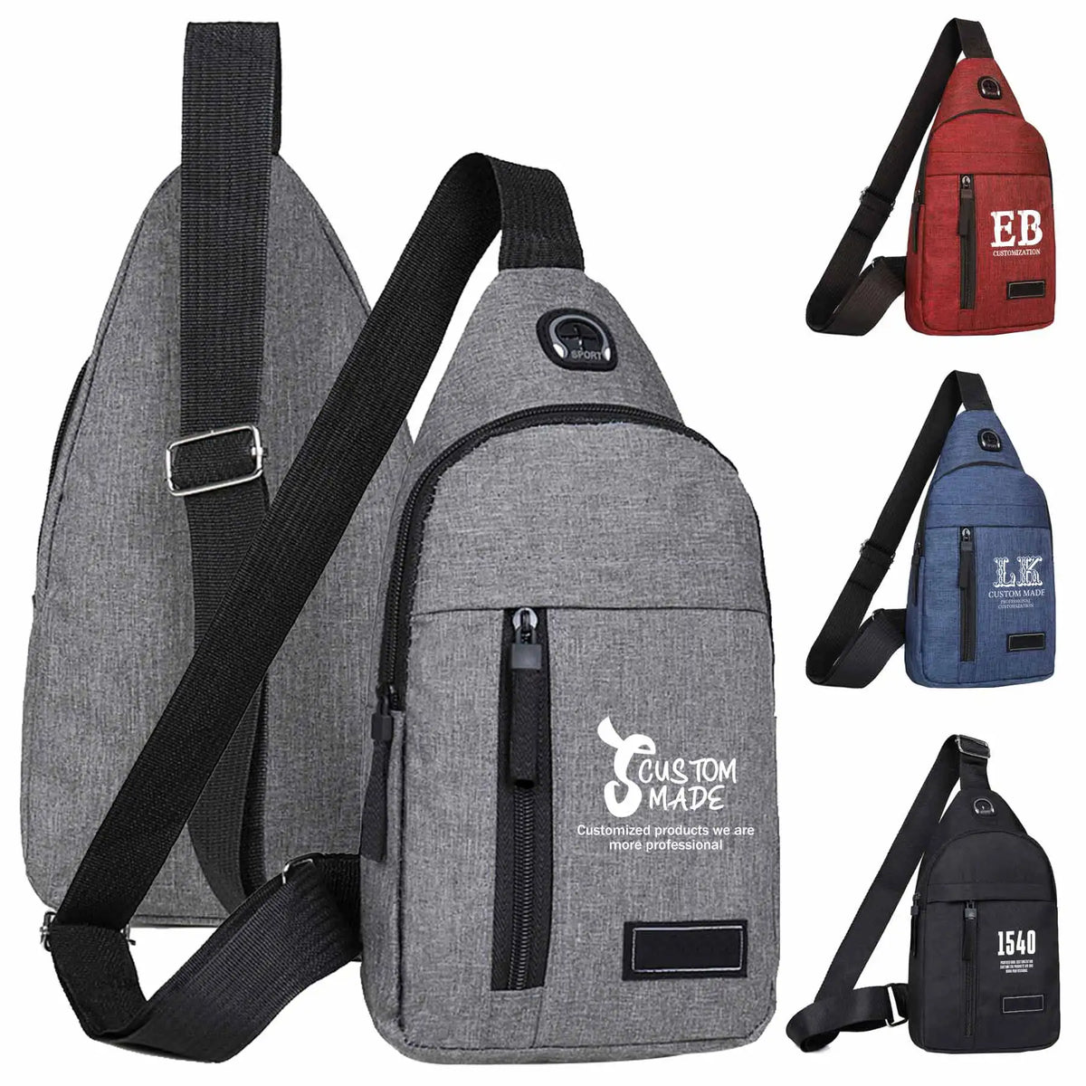 Outdoor Sports Crossbody Lightweight Shoulder Chest Bag Men Travel Messenger Sling Bags for Custom Logo with Earphone Hole