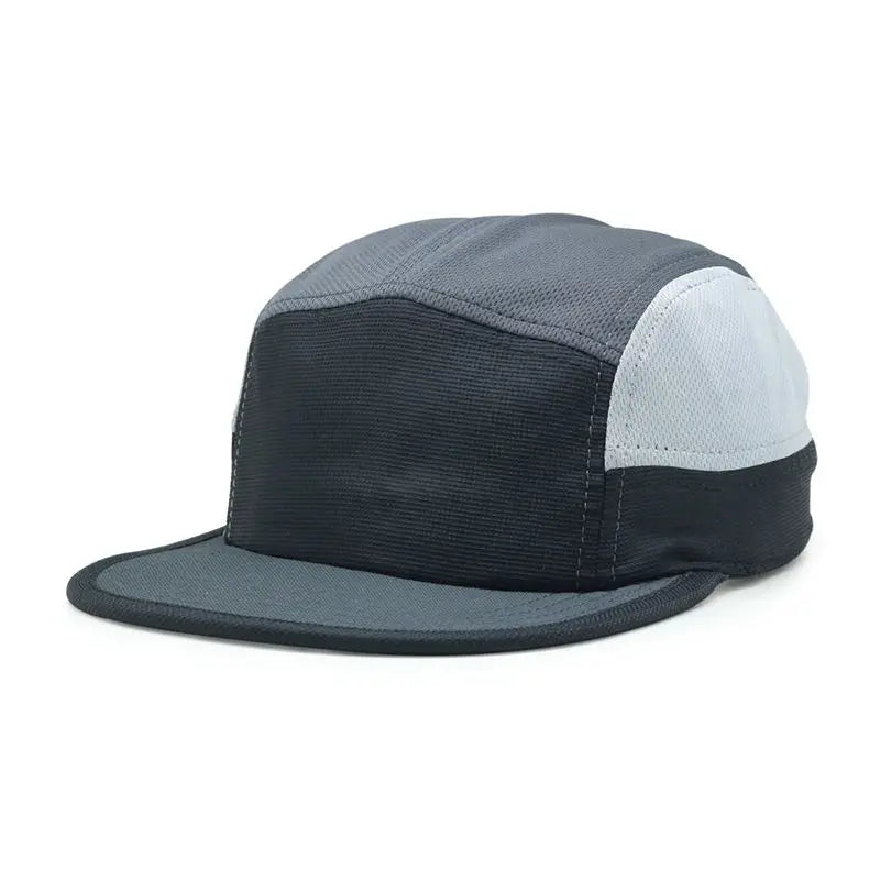 Custom Quick Dry Waterproof Breathable 2 Tone Nylon Blank Plain 5 Panel Sports Hat Running Cap