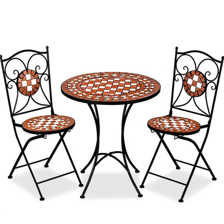 Retail Round Metal Balcony Courtyard Bistro Garden Coffee Restaurants Camping Folding Furniture Tables and Chairs