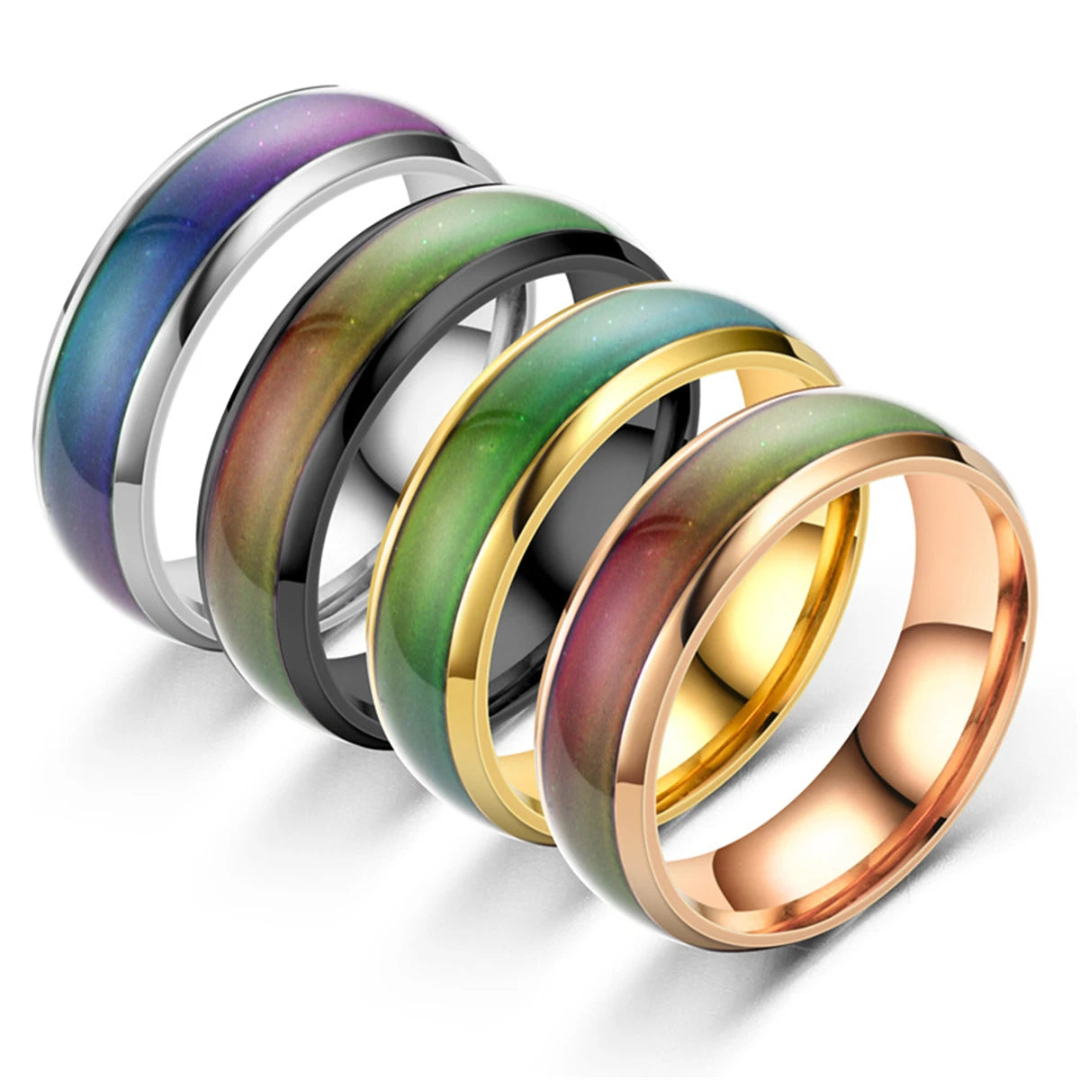 Men Women Temperature Change Color Mood Ring Lymphvity Thermotherapeutic Jewelry Ring Size 7-12