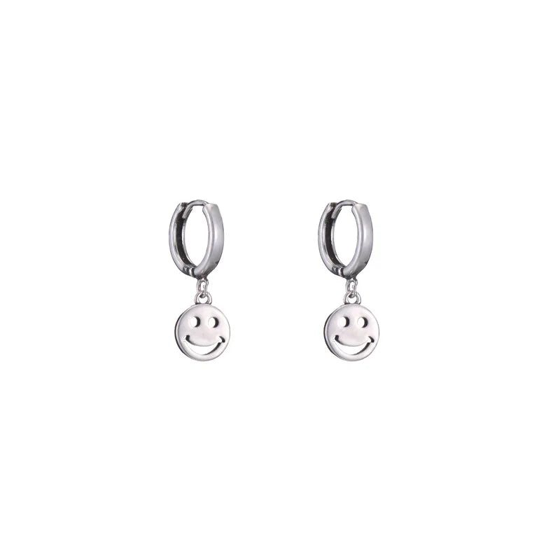 New Design Sterling Silver S925 Smiling Face Retro Earrings for Women