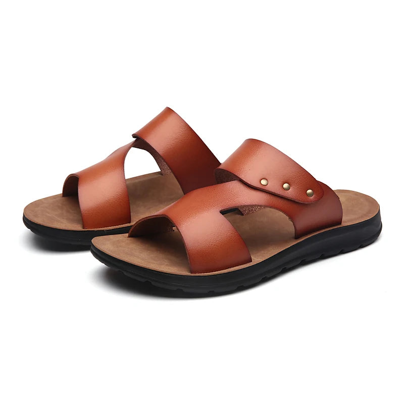 Design Summer Men Flat Sandals Leather slippers
