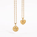 High End 18K Gold Plated Round Angel Pendant Necklace Stainless Steel PVD Plated Jewelry Trendy Jewelry Women Gift MegaBDM