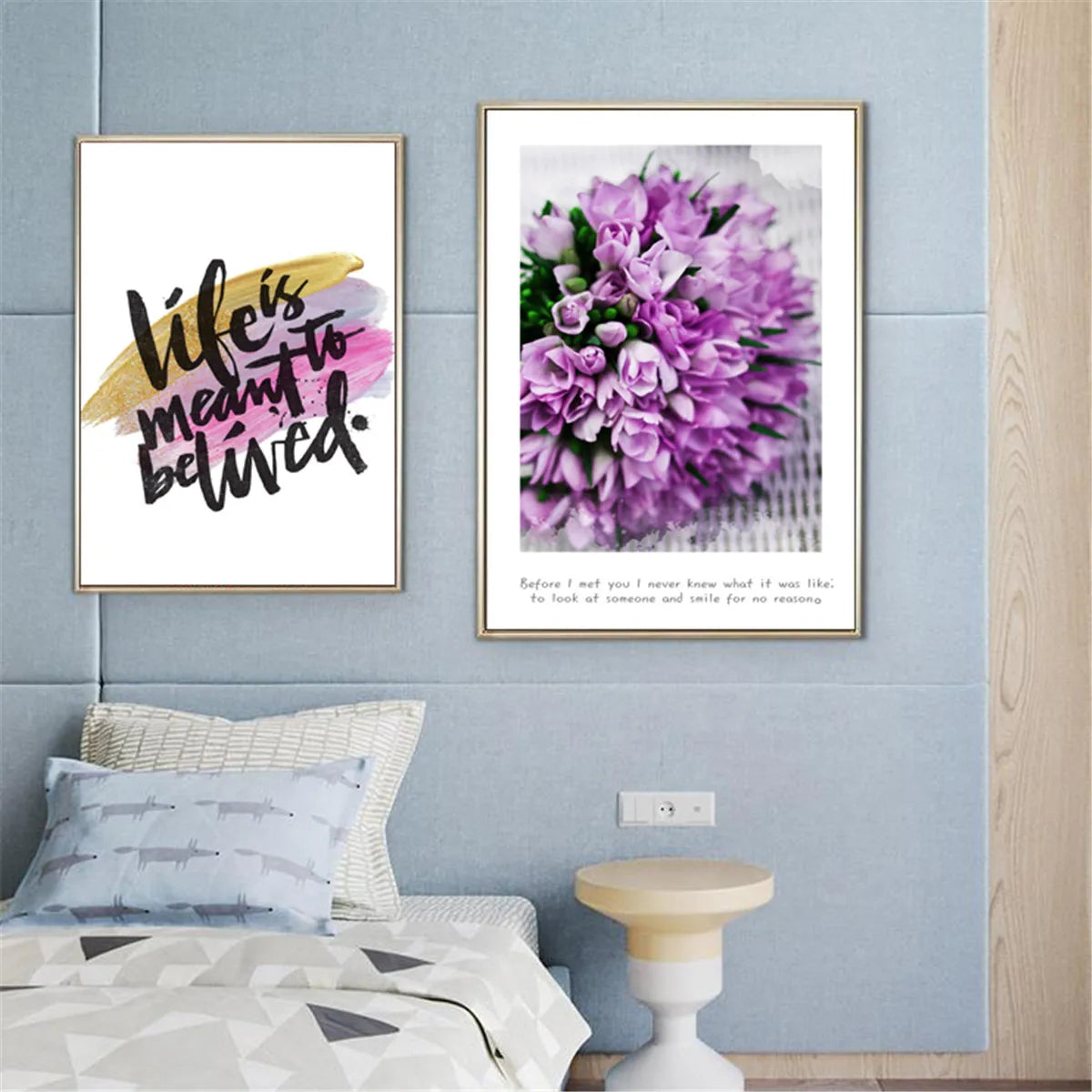Purple Flowers and Church Canvas Poster Wall Hangings Home Art Decor Oil Painting on Canvas Posters Print Art Picture