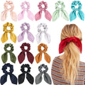 Bow Hair Scrunchies Bunny Ears Silk Hair Ties Bobbles Elastic Hair Ties Ropes Ponytail Holder Hair Accessories for Women Girls