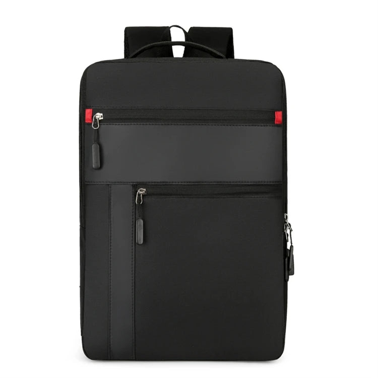 Vintage Reflective Anti-Theft USB Backpack Large Waterproof Sport Polyester Lining Zipper Closure Unisex Black Letter Pattern