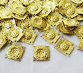 Square Brass Filigree Textured Flower 10mm Charm for Jewelry Making