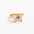 Butterfly Rings Jewelry JLR0032 Gold High End Tarnish Free Luxurious Cubic Zirconia Stainless Steel 18K Gold Plated Geometric