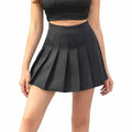 High Waisted Pleated A-Line Mini Skirt for Girls Women Quality Fabric Plain Plaid Skater Tennis School Uniform Lining Shorts