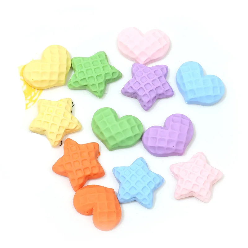 New Arrival Matte Colored Heart Star Design Flatback Resin Cabochons Mobile case Hair Ornament Decoration