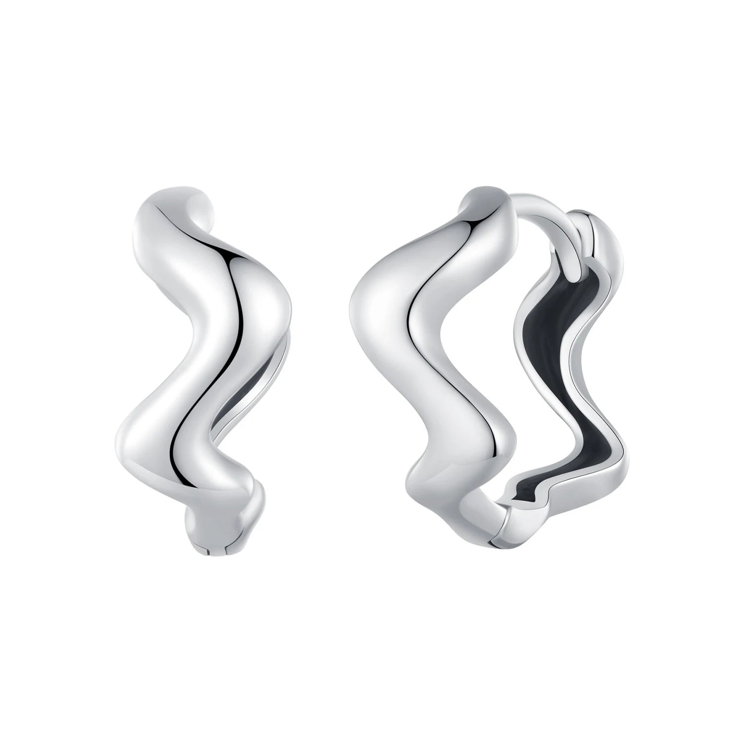 Factory 925 Sterling Silver Fine Stud Ear Buckles Twisted Line Geometric Wave Hoop Earrings for Women Girls Jewelry SCE1624