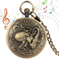 Unique Antique Octopus Design Playing Song Music Box Quartz Pocket Watch with Chain for Gift