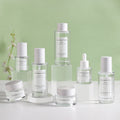 Customized High-End Glass Makeup Skin Care Packaging Set Frosted Pressure Pump Spray Dropper Glass Bottle and Cream Jar