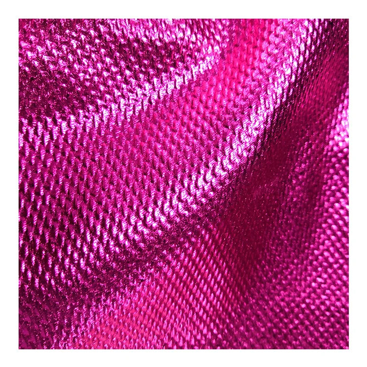 Hot Sale Rose Red Color Solid Bullet Knitted PU Coated Metallic Fabric for Bows