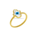 Exquisite Top Quality 14K Real Solid Gold Ring Eyes Shape Pure Gold Shells Finger Yellow White Gold Ring for Party Fine Jewelry