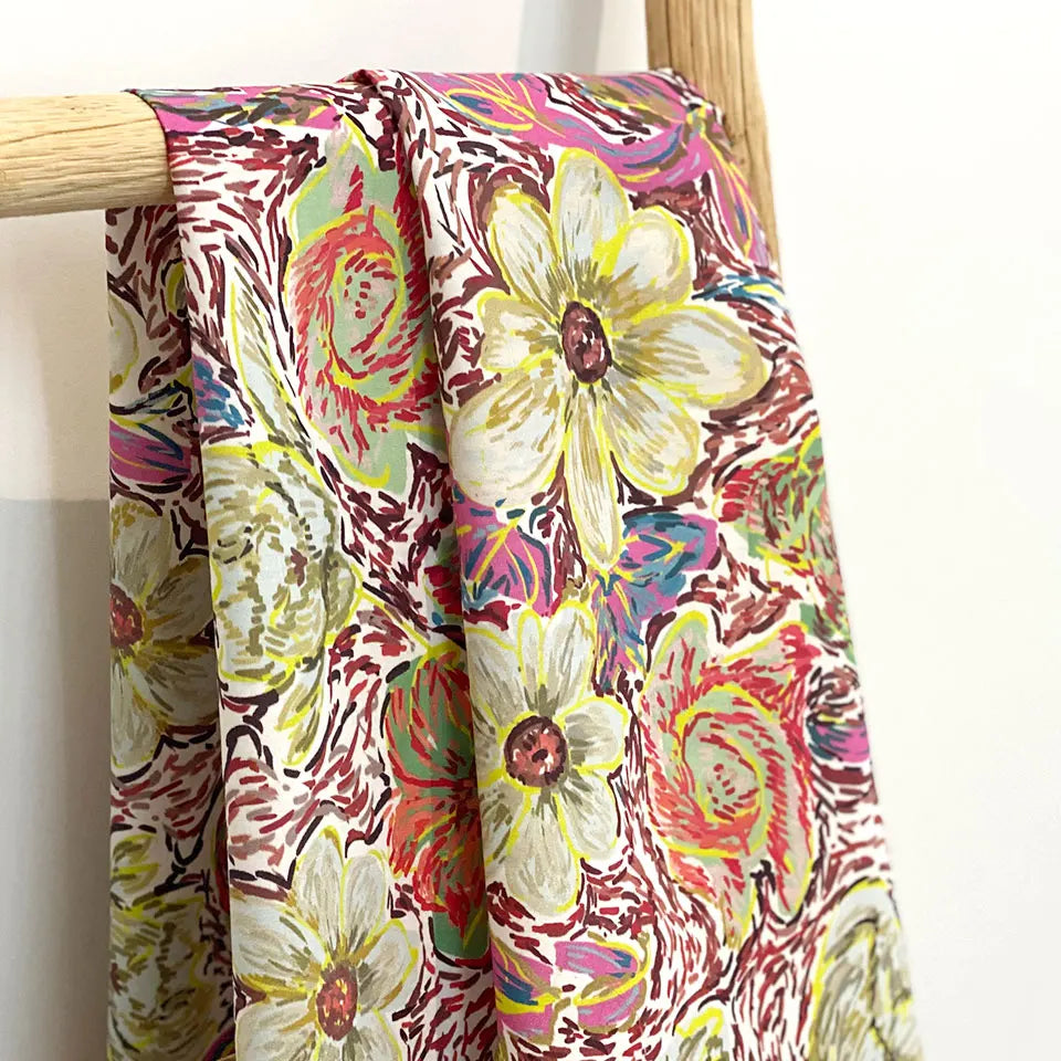 Alibaba Gold Supplier Custom Floral Colorful Plain Twill Low MOQ Width 57/58'' 100% Cotton Fabric Digital Printed