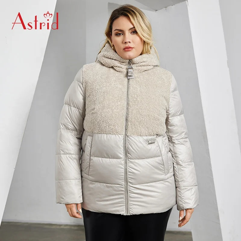 Plus Size Fashion Outerwear New Arrival Cropped Hooded Contrast Color Jacket