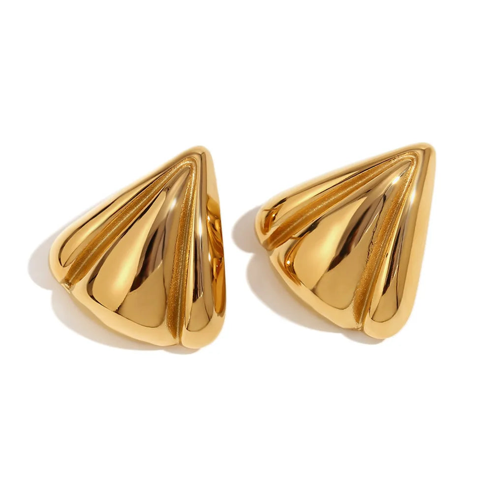 Popular Geometric Niche Style Fashion Earrings Stainless Steel 18k Plated Triangular Glossy Earrings for Women Designer Earrings