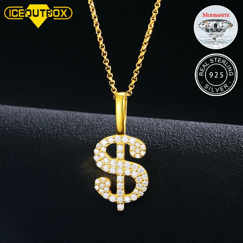 Popular Hip Hop US Dollar Pendant Jewelry Man Prong Setting High Quality Wholesale Price VVS Moissanite Necklace