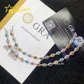Fine Jewelry Hip Hop Moissanite Bracelet Sterling Silver Iced Out Colored Marquire Moissanite Tennis Chain Bracelet & Necklace