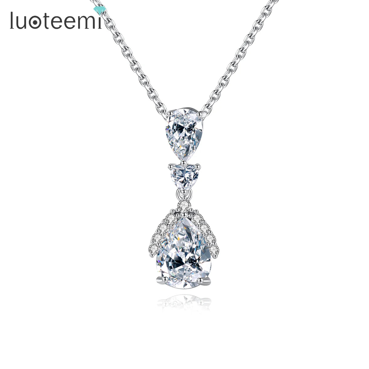 LUOTEEMI New Arrival Jewelry Fashion Necklace Two Tone Bling Necklace Woman Accesory Chain Jewelry Pendant & Charm