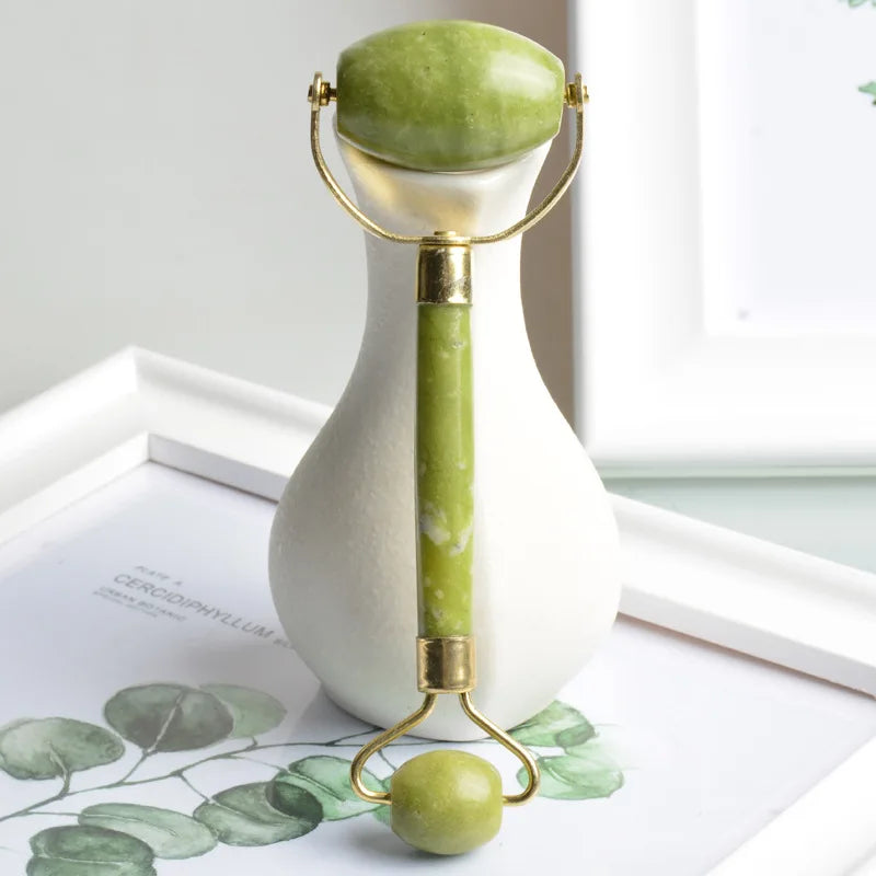 Diy 100% Natural Facial Jade Stone Double Jade Roller