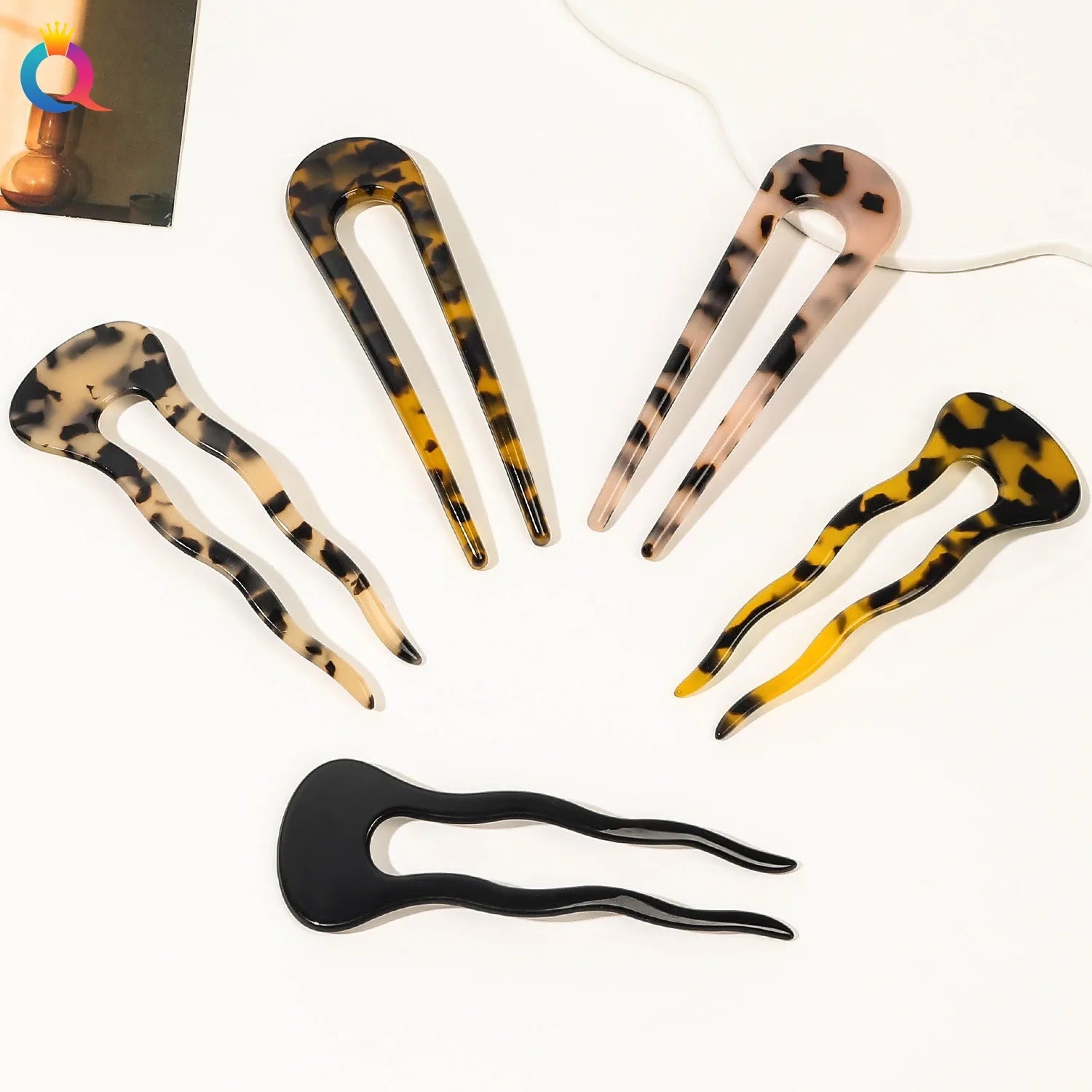 QIYUE Acetic Acid U-shaped Hair Clip Female Back of the Head Senior Feeling Hair Clip