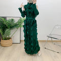 Women's Vintage-Style Long Sleeve Summer Dress Warm Winter Lace Skirt Pleated Technique New Arrival Solid Autumn Color Natural