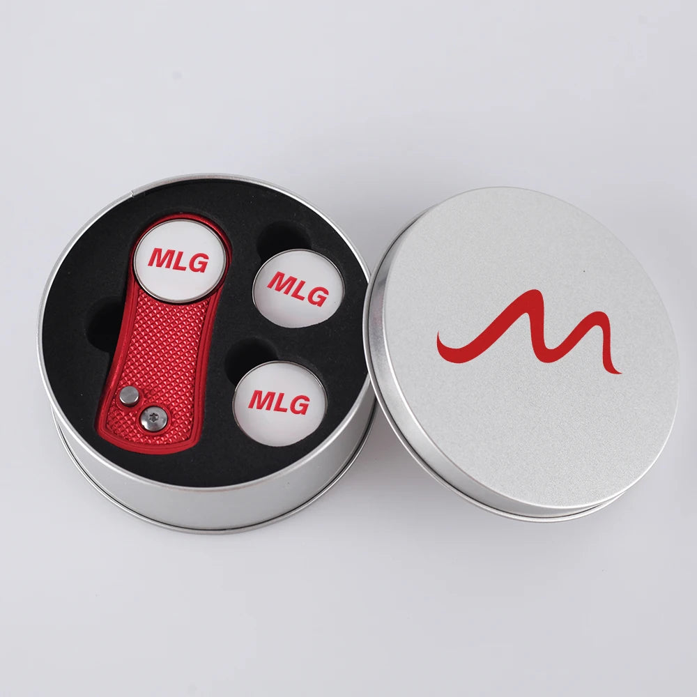 Custom Logo Golf Gifts Set Iron Box With Golf Divot Tools Ball Markers Golf Accessories